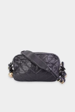 Chloe Black Leather Shoulder Handbag with Gold Details