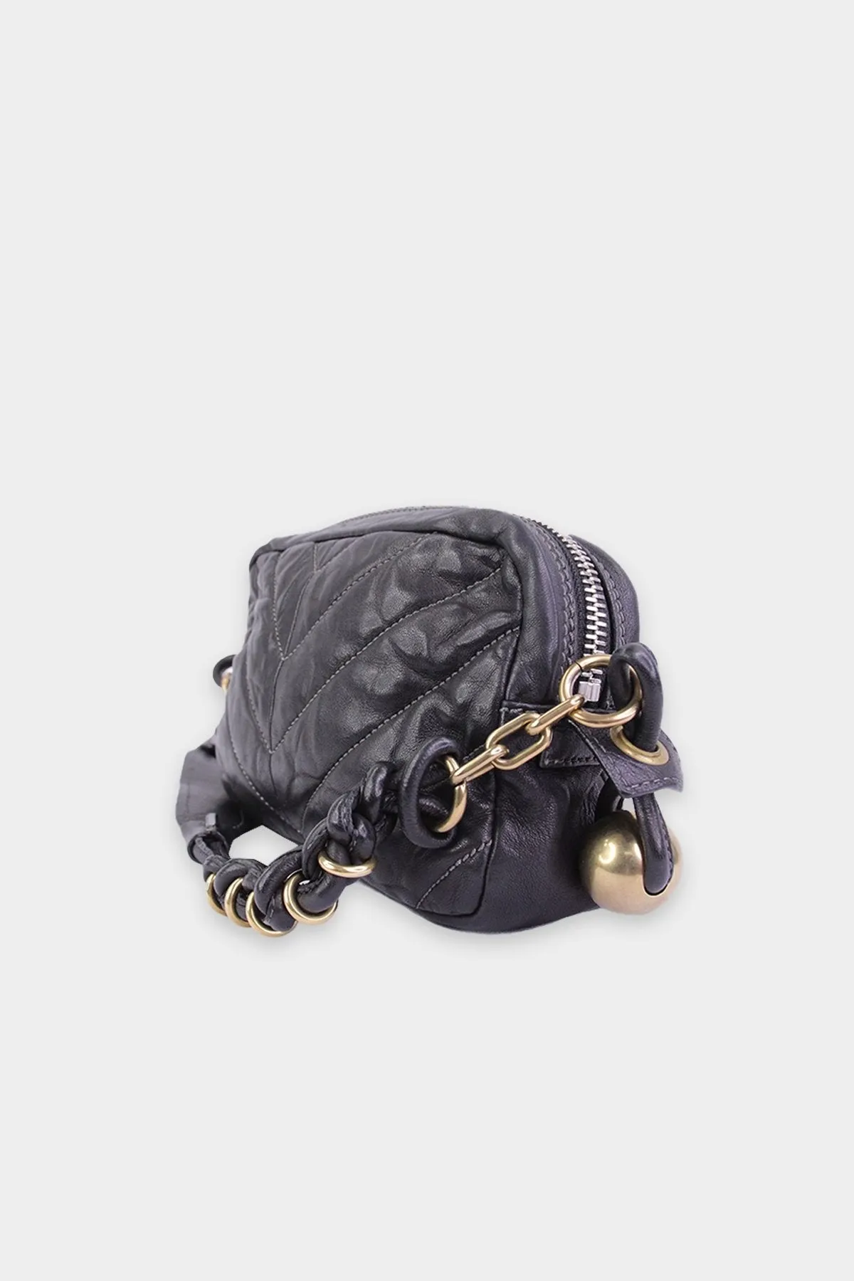 Chloe Black Leather Shoulder Handbag with Gold Details