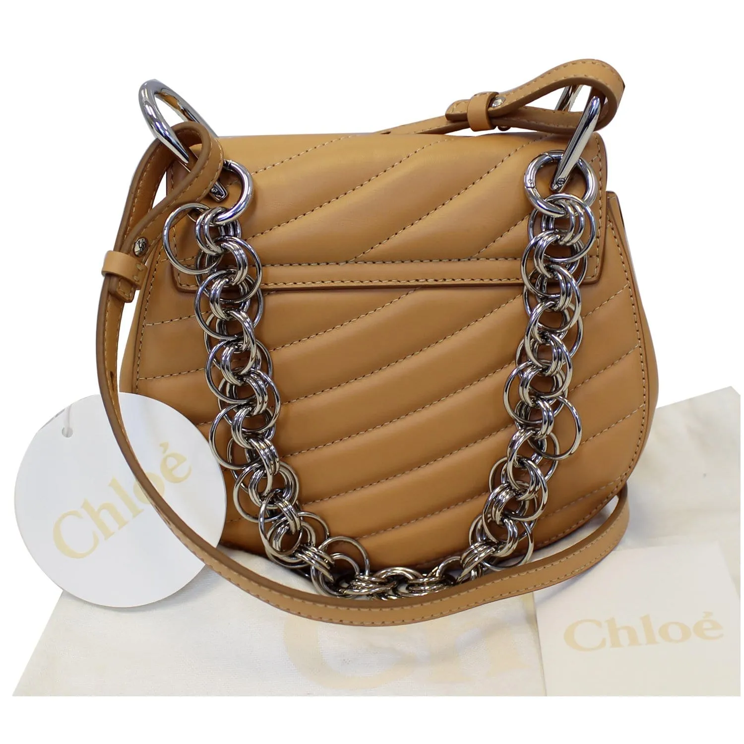 CHLOE Mini Drew Bijou Calfskin Shoulder Bag Peach