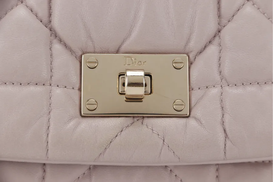 CHRISTIAN DIOR DIOR CANNAGE MILLY LA FORET SMALL (01-BO-0182) PINK LAMBSKIN GOLD HARDWARE WITH DUST COVER