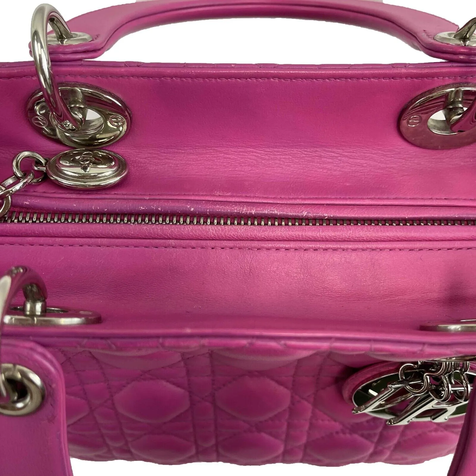 Christian Dior - Lady Dior Cannage Medium - Rani Pink Top Handle Shoulder Strap