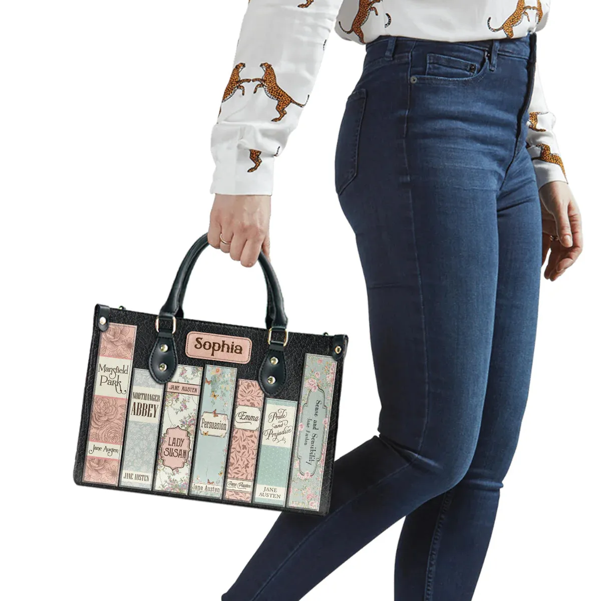 Christianartbag Novel Bags, Personalized Leather Handbags for Literary Enthusiasts, Jane Austen Books Leather Handbag, CABHN03281223.