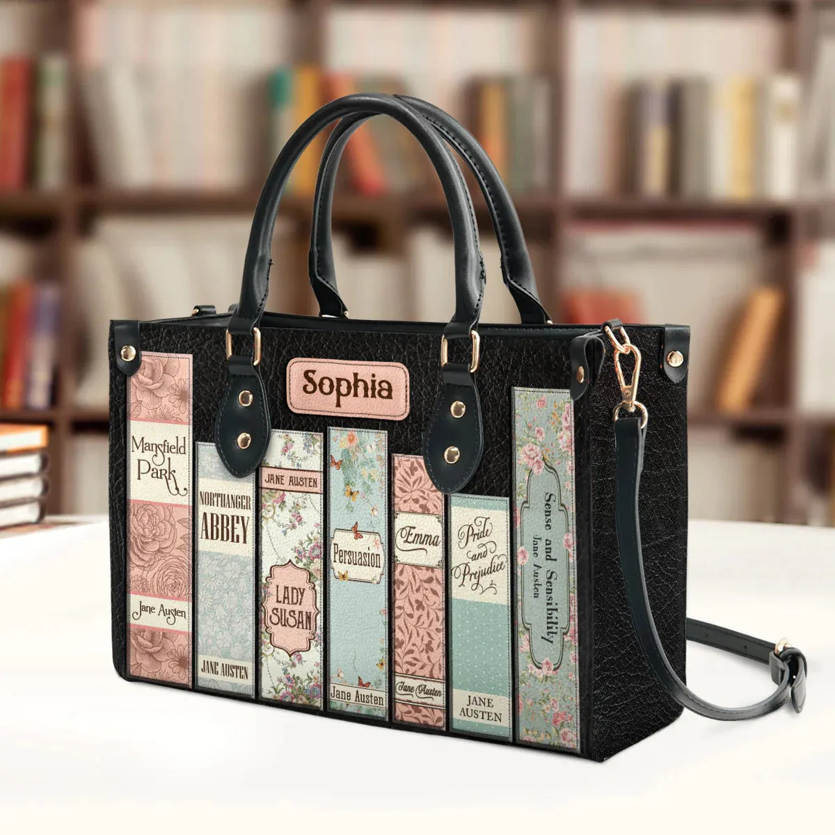 Christianartbag Novel Bags, Personalized Leather Handbags for Literary Enthusiasts, Jane Austen Books Leather Handbag, CABHN03281223.