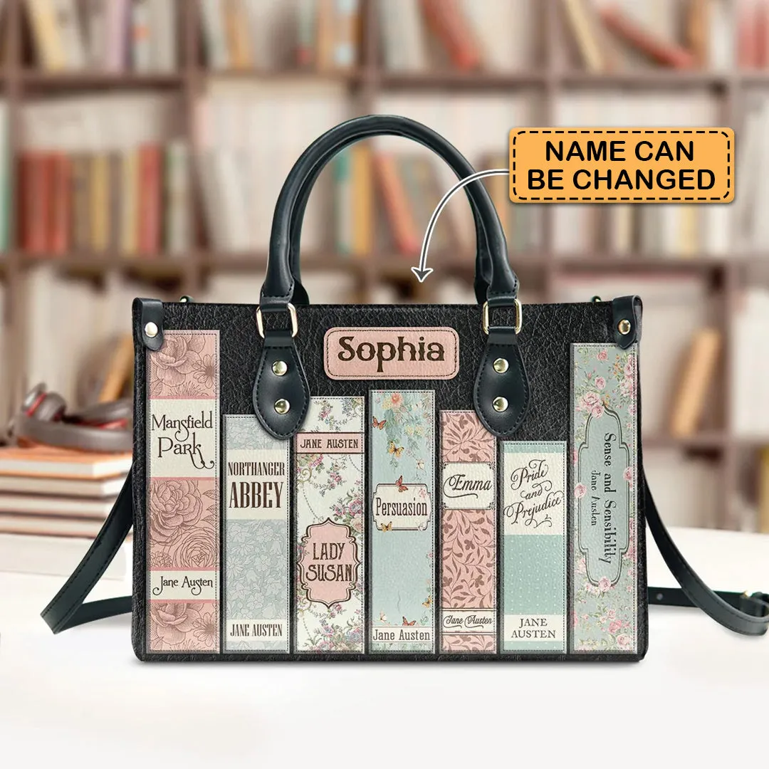 Christianartbag Novel Bags, Personalized Leather Handbags for Literary Enthusiasts, Jane Austen Books Leather Handbag, CABHN03281223.