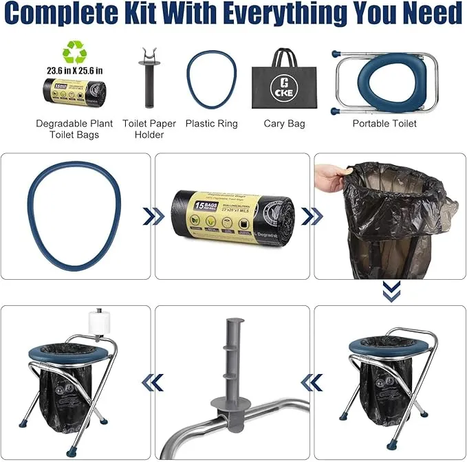 CKE Upgraded Portable Toilet Kit for Camping