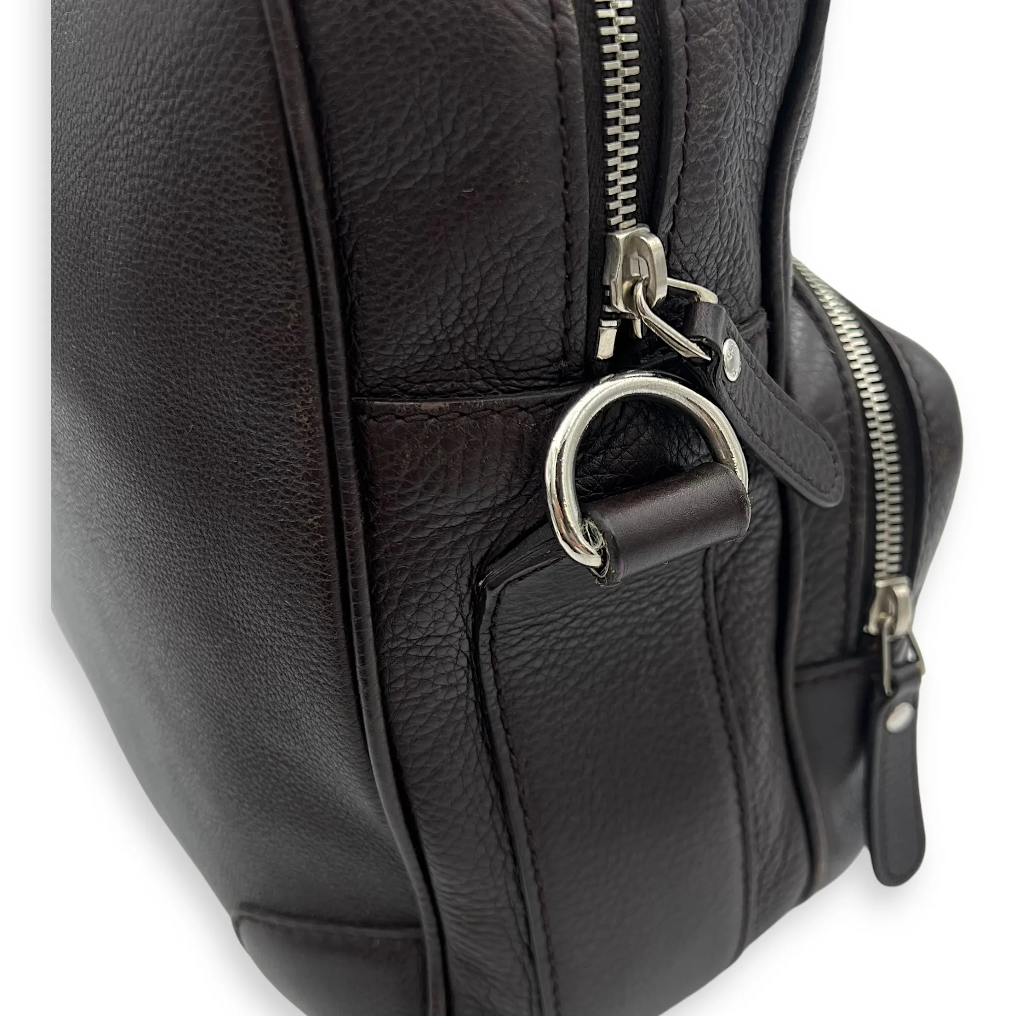 Classic Brown Messenger in Calfskin, Silver hardware