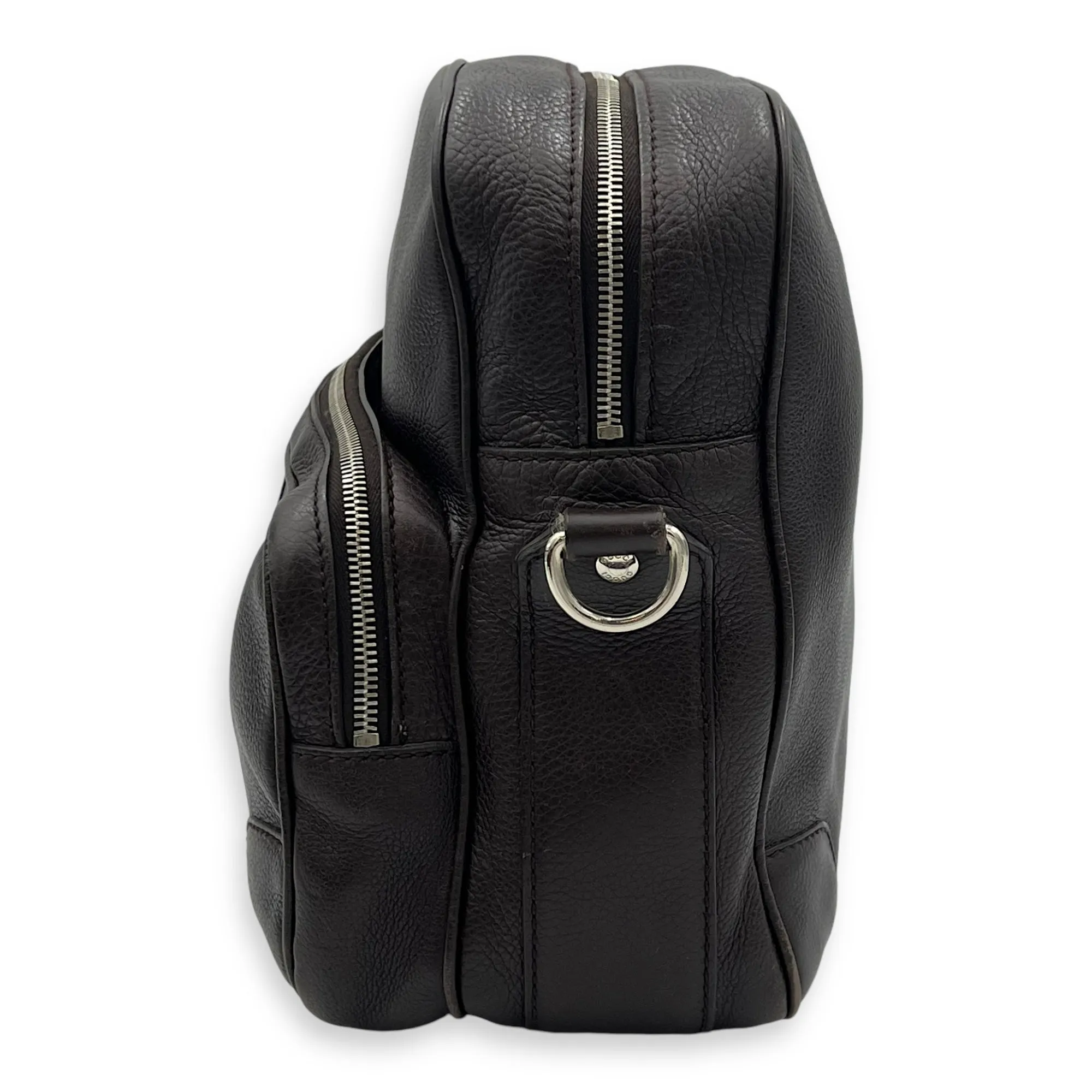 Classic Brown Messenger in Calfskin, Silver hardware