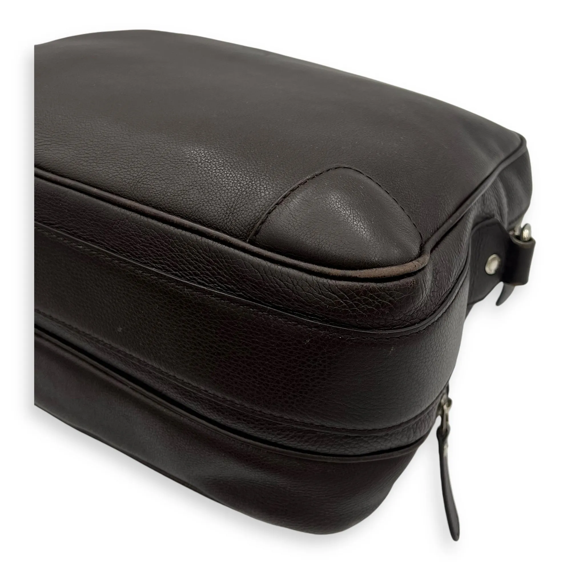 Classic Brown Messenger in Calfskin, Silver hardware