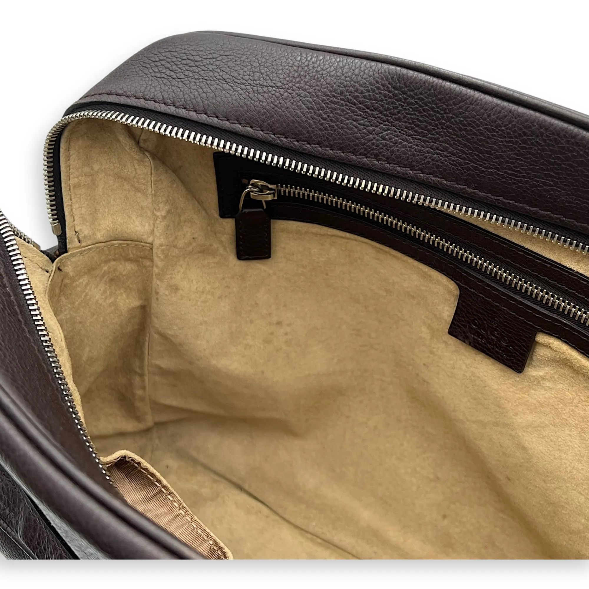 Classic Brown Messenger in Calfskin, Silver hardware