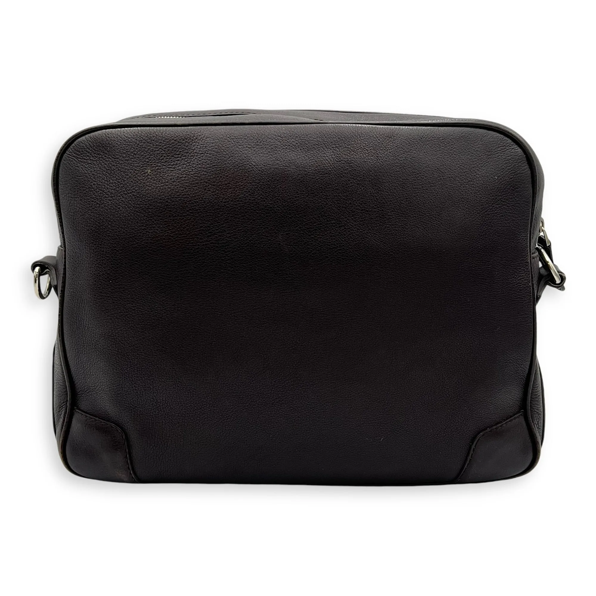 Classic Brown Messenger in Calfskin, Silver hardware