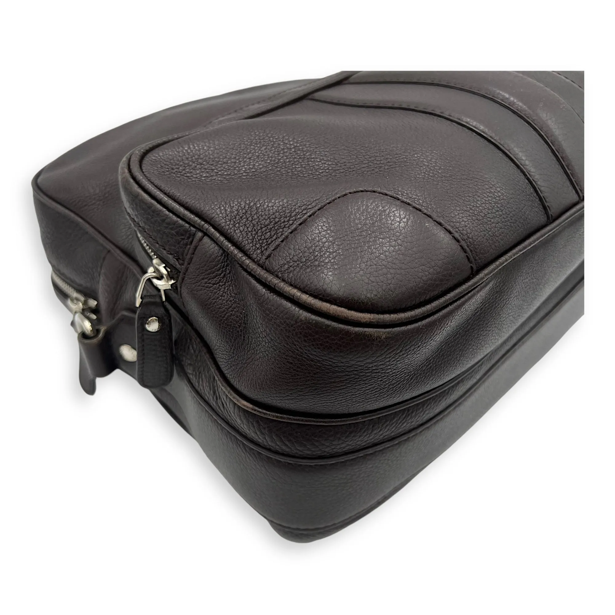 Classic Brown Messenger in Calfskin, Silver hardware
