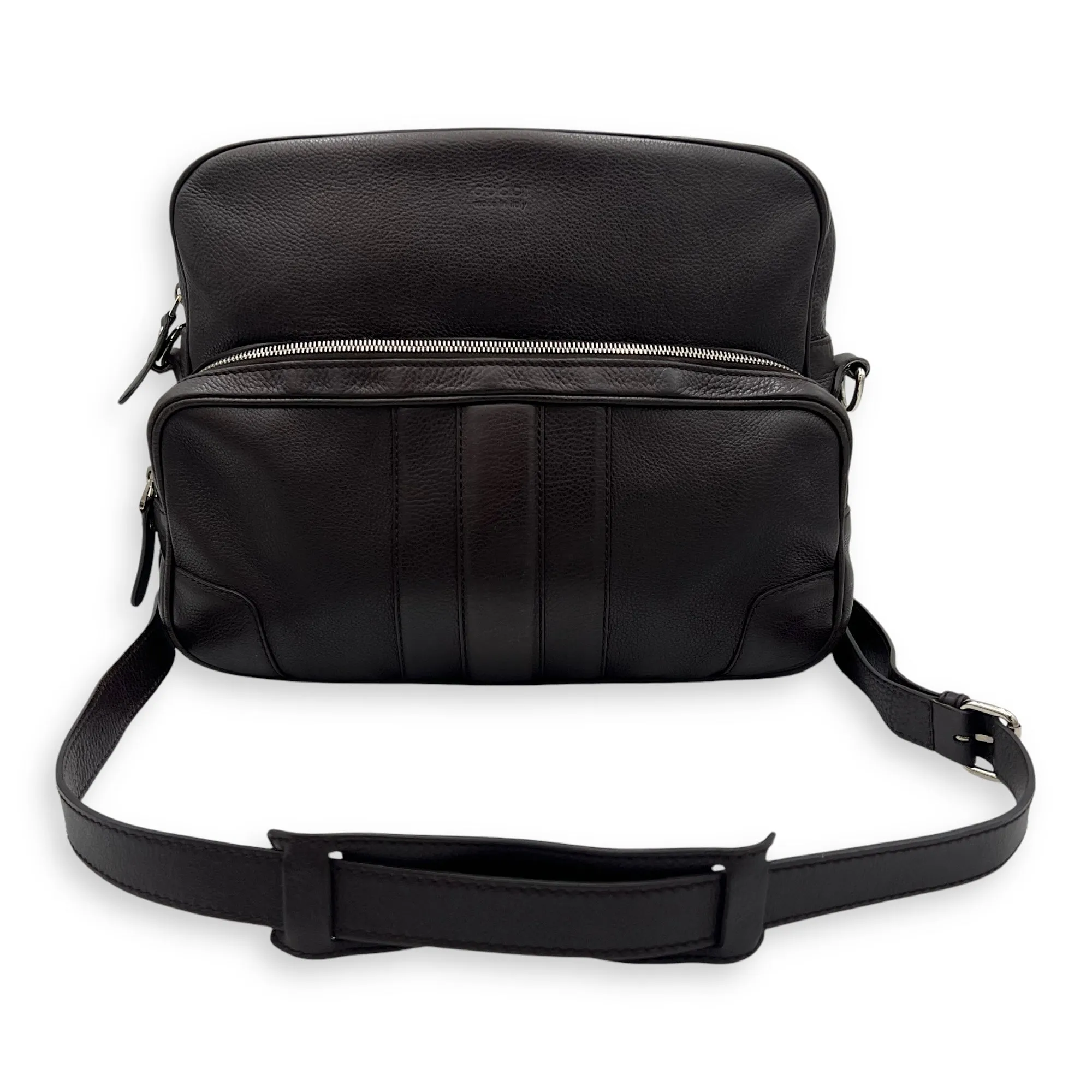 Classic Brown Messenger in Calfskin, Silver hardware