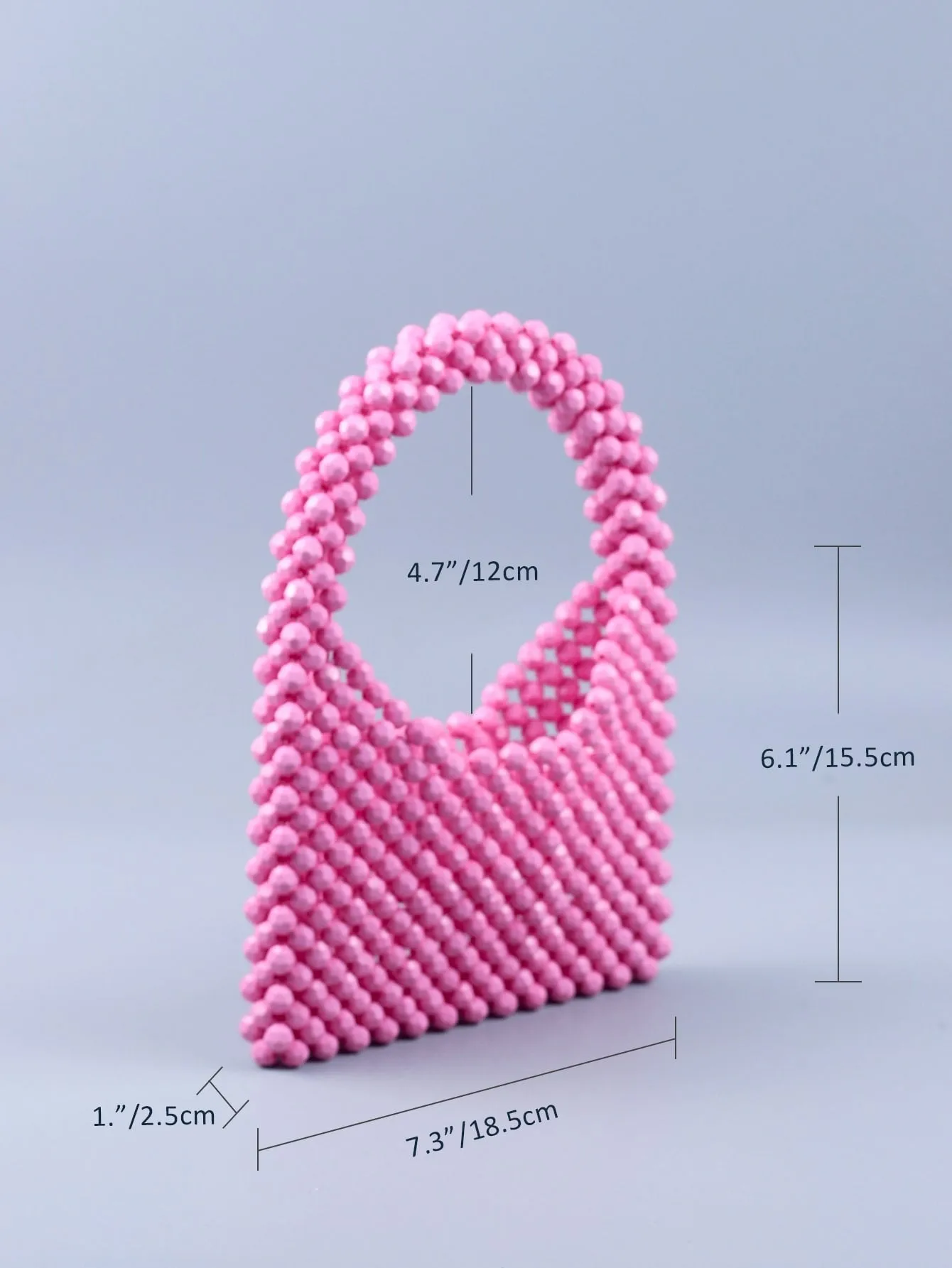 CM-BGS795132 Women Trendy Seoul Style Mini Beaded Design Satchel Bag - Pink