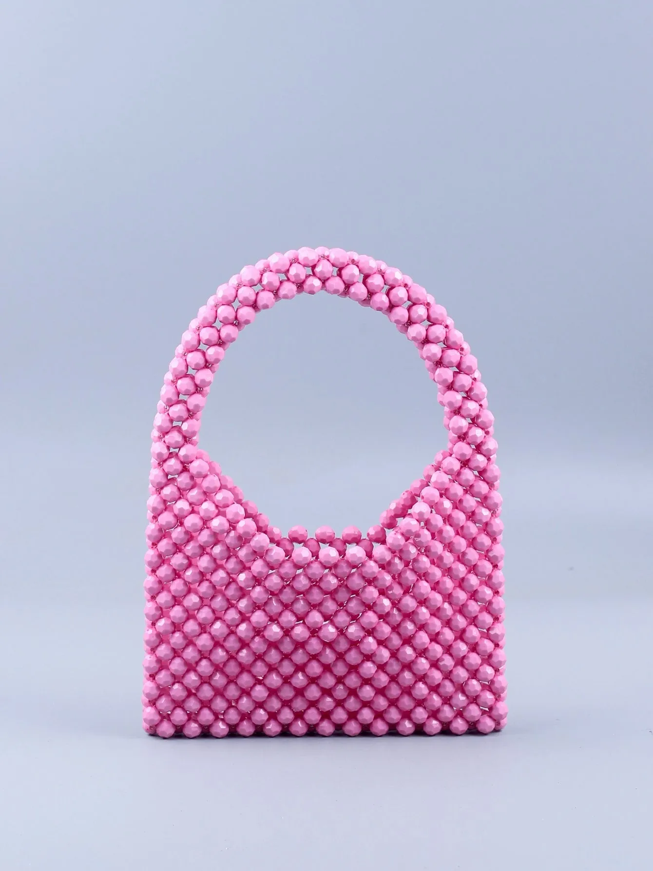 CM-BGS795132 Women Trendy Seoul Style Mini Beaded Design Satchel Bag - Pink