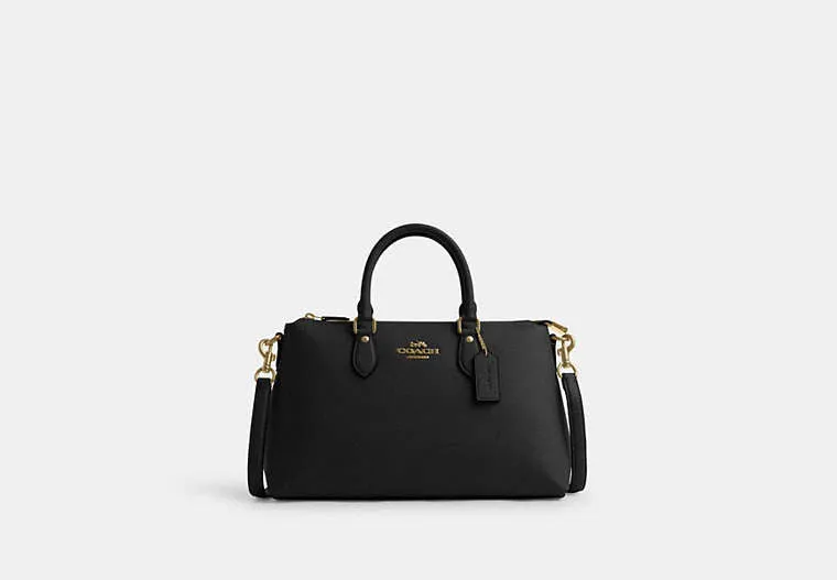Coach Georgia Satchel Bag Pebbled Leather-Gold-Black