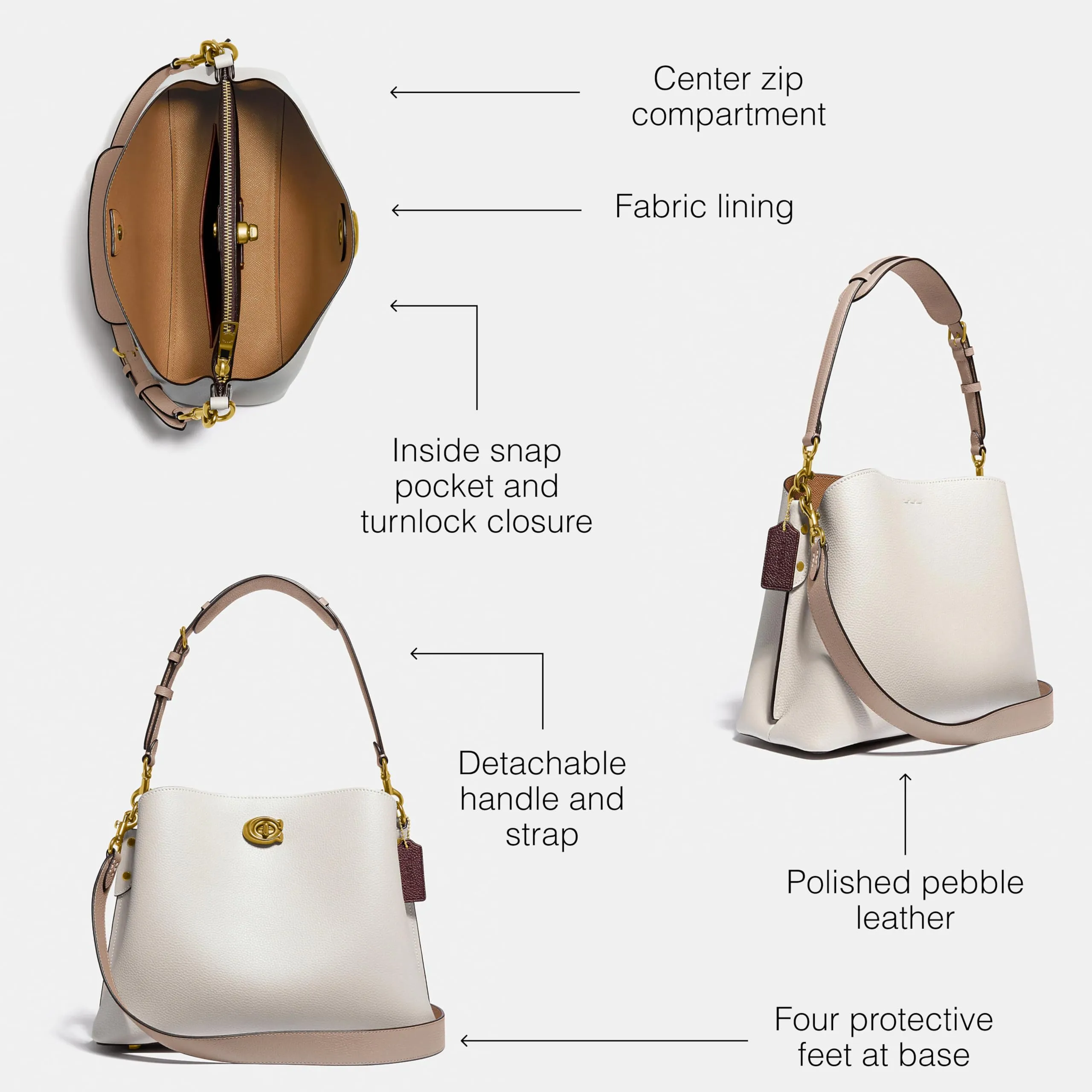 Coach Leather Willow Shoulder Bag, Chalk