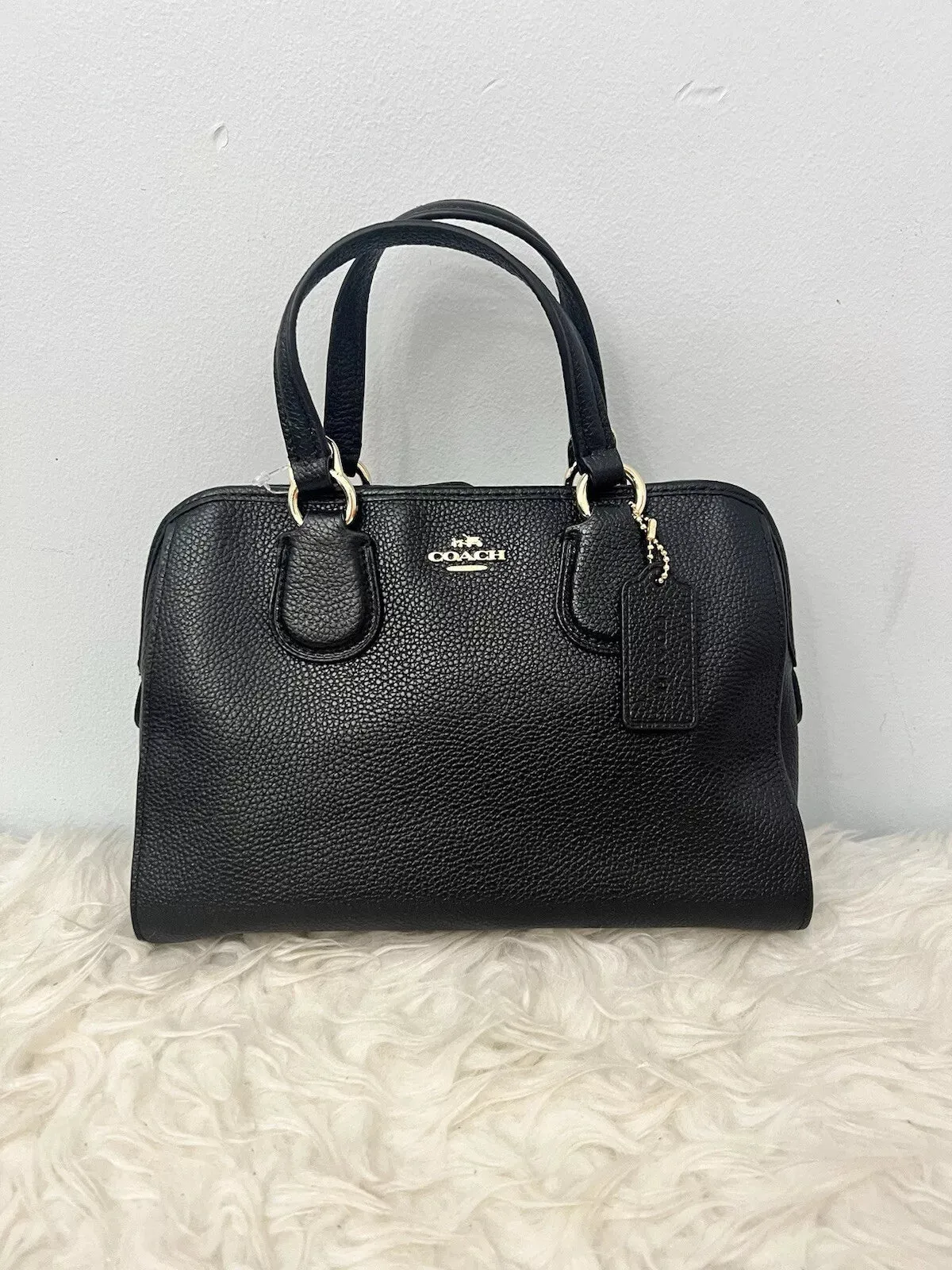 Coach Mini Nolita Satchel Polished Leather Shoulder Bag Handbag Purse Black NEW