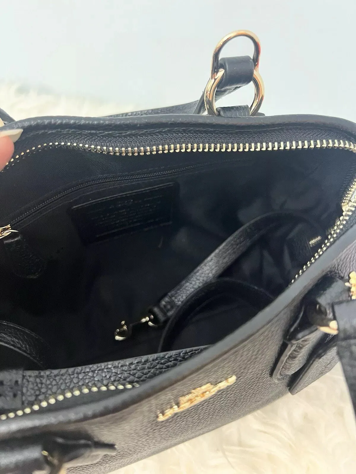 Coach Mini Nolita Satchel Polished Leather Shoulder Bag Handbag Purse Black NEW