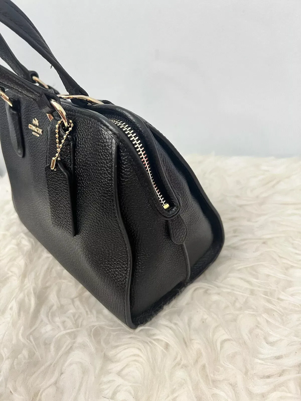Coach Mini Nolita Satchel Polished Leather Shoulder Bag Handbag Purse Black NEW