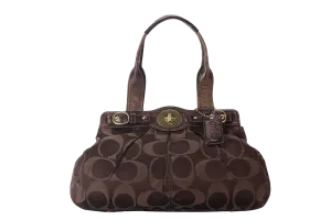 COACH SIGNATURE SATIN GARNET SATCHEL (G1089-F 13906) BROWN GOLD HARDWARE NO DUST COVER