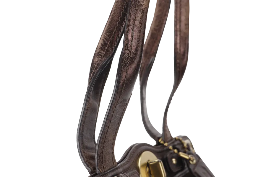 COACH SIGNATURE SATIN GARNET SATCHEL (G1089-F 13906) BROWN GOLD HARDWARE NO DUST COVER
