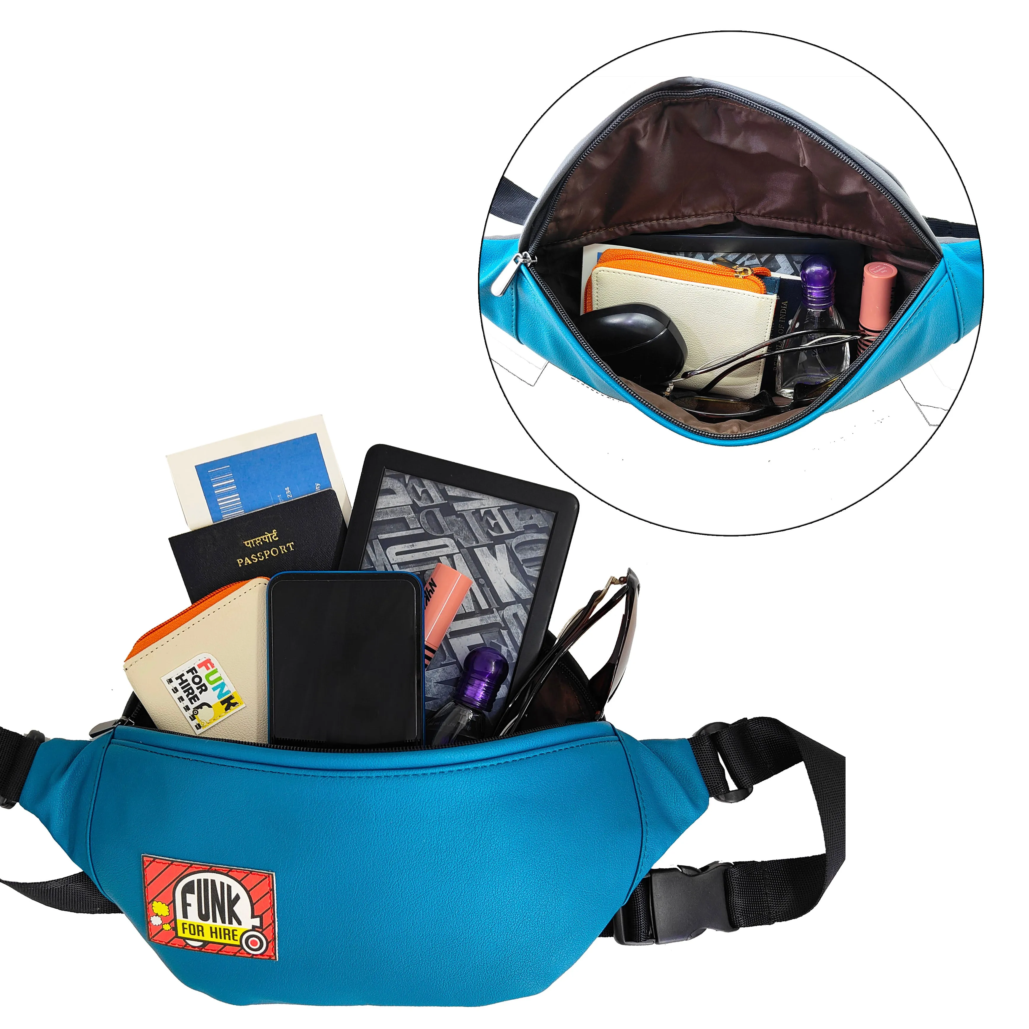 Combo Offers: Teal Grey Fanny Pack & Origami Pocket Wallet White