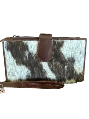 Cowhide wristlet clutch