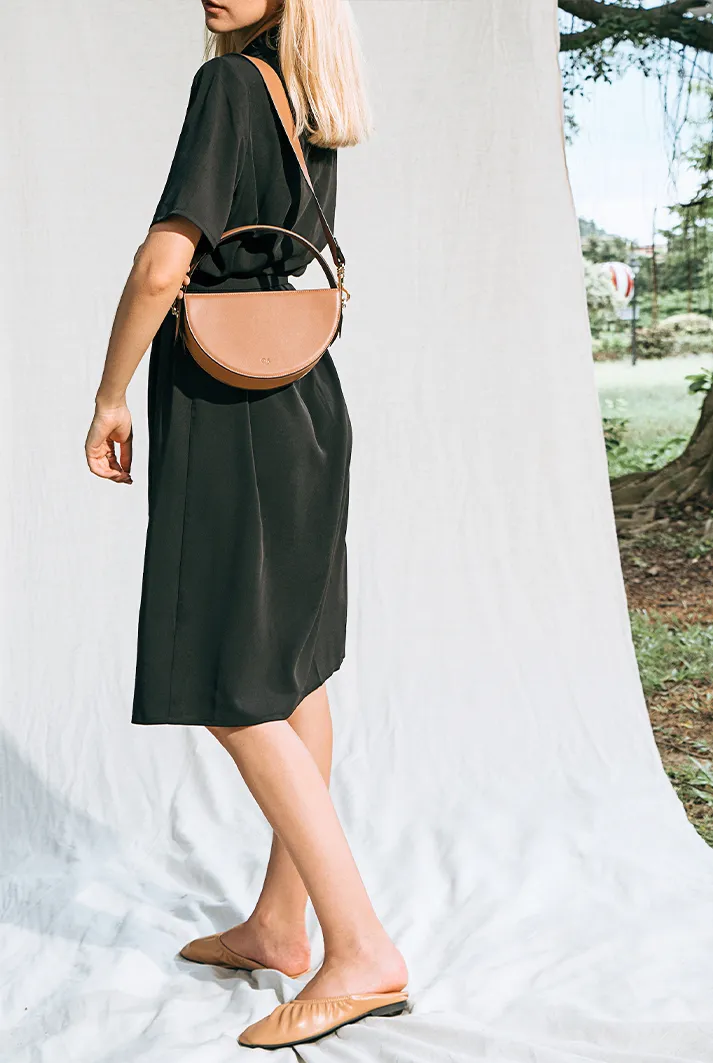 Crescent Vegan Leather Shoulder Bag
