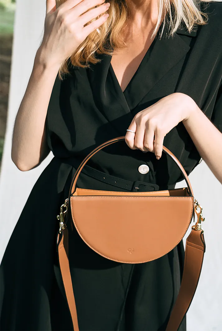 Crescent Vegan Leather Shoulder Bag