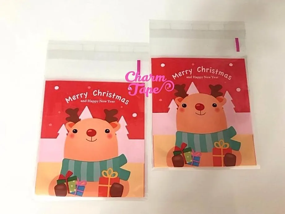 Cute Rudolf reindeer Gift Bags Cello Self-adhesive Cookie bag - Favors Party bags 20/50 bags CB66