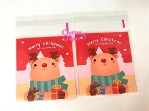 Cute Rudolf reindeer Gift Bags Cello Self-adhesive Cookie bag - Favors Party bags 20/50 bags CB66