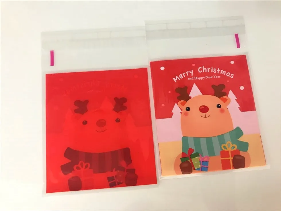 Cute Rudolf reindeer Gift Bags Cello Self-adhesive Cookie bag - Favors Party bags 20/50 bags CB66
