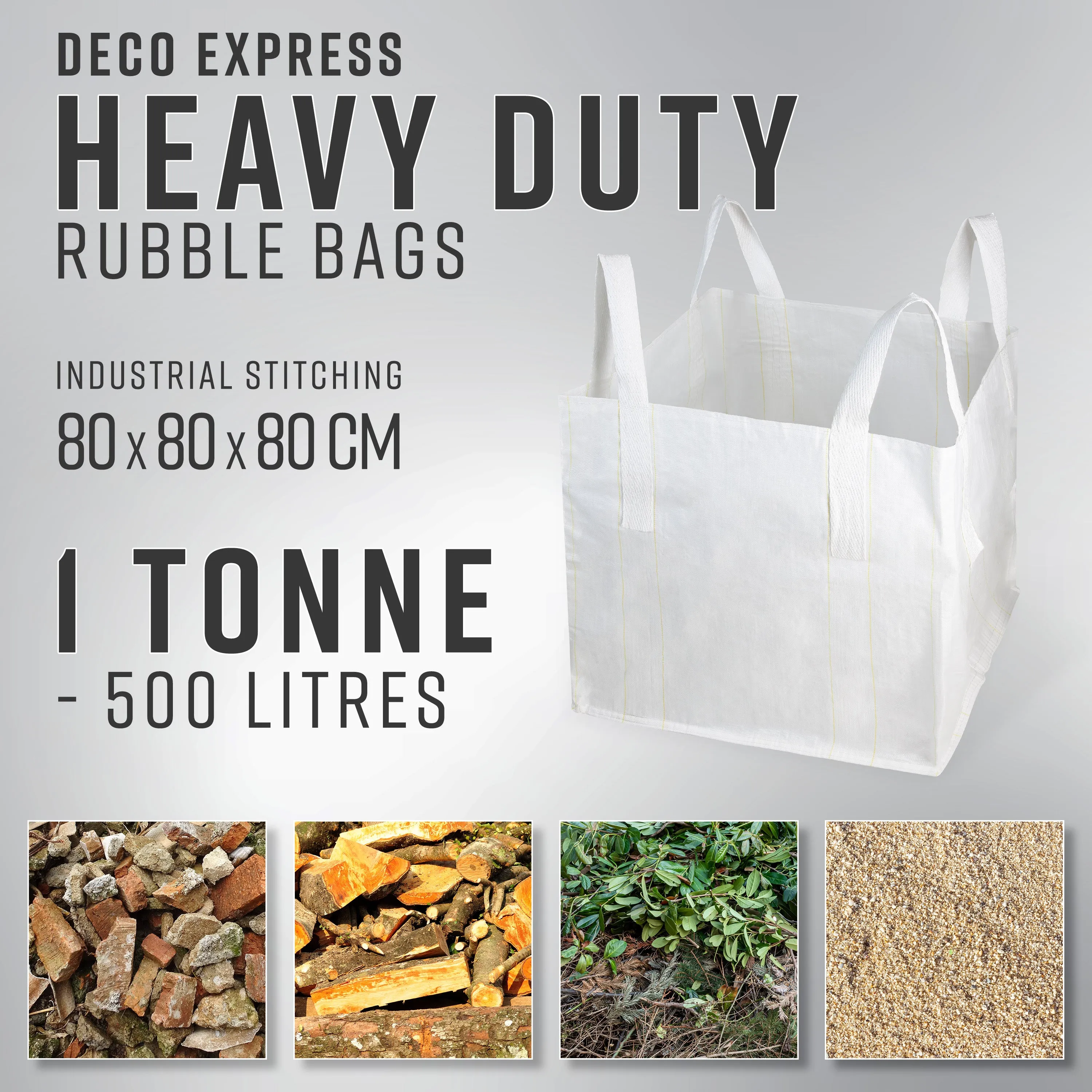 Deco Express Garden Waste Bags - Heavy Duty Bags - White 1T - 1 Pack