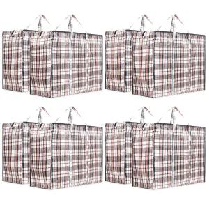 DECO EXPRESS Laundry Bags Large - Strong Durable Storage Bags for Moving House Shopping and Laundry - Jumbo Reusable Zip Bag Storage Bags XXL Multipack (Pack of 8)