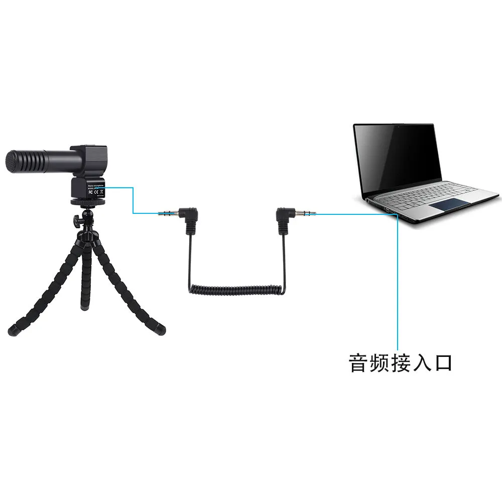 Directive Interview Microphone Characteristic for DSLR Cardioid Camera Camcorder black