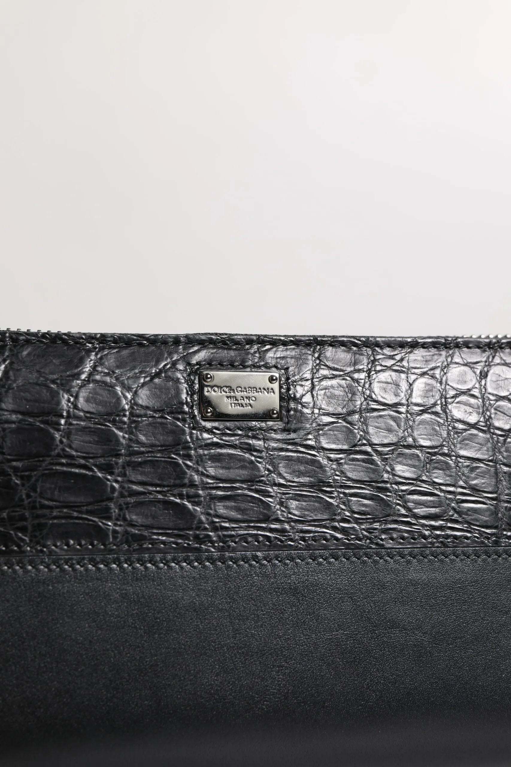 Dolce & Gabbana Black Leather Logo Plaque Zip Around Continental Wallet