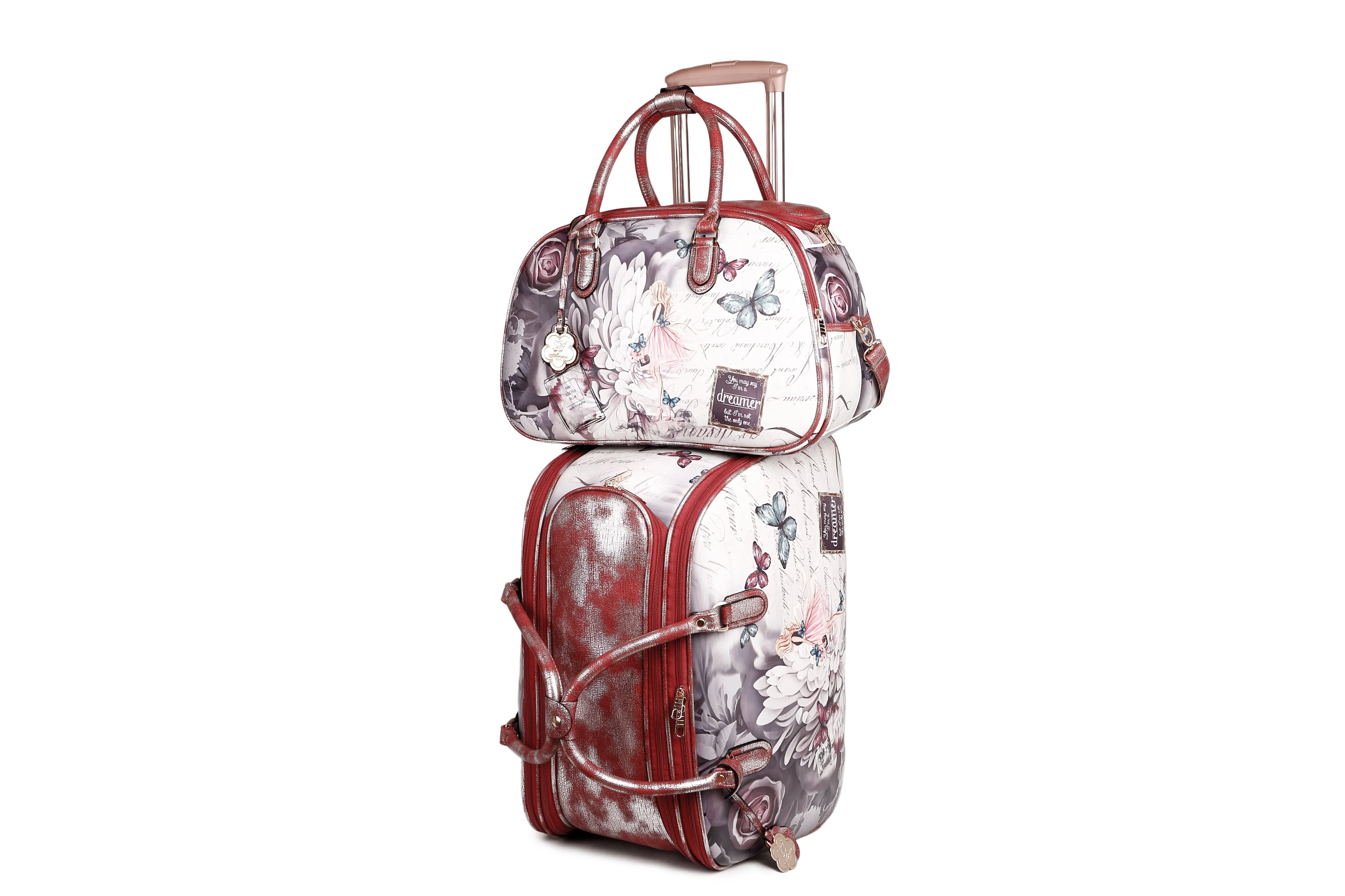 Dreamerz 3PC Set | Vintage Matching Duffel Set with Clutch Purse [BFD6988-6977-WA]