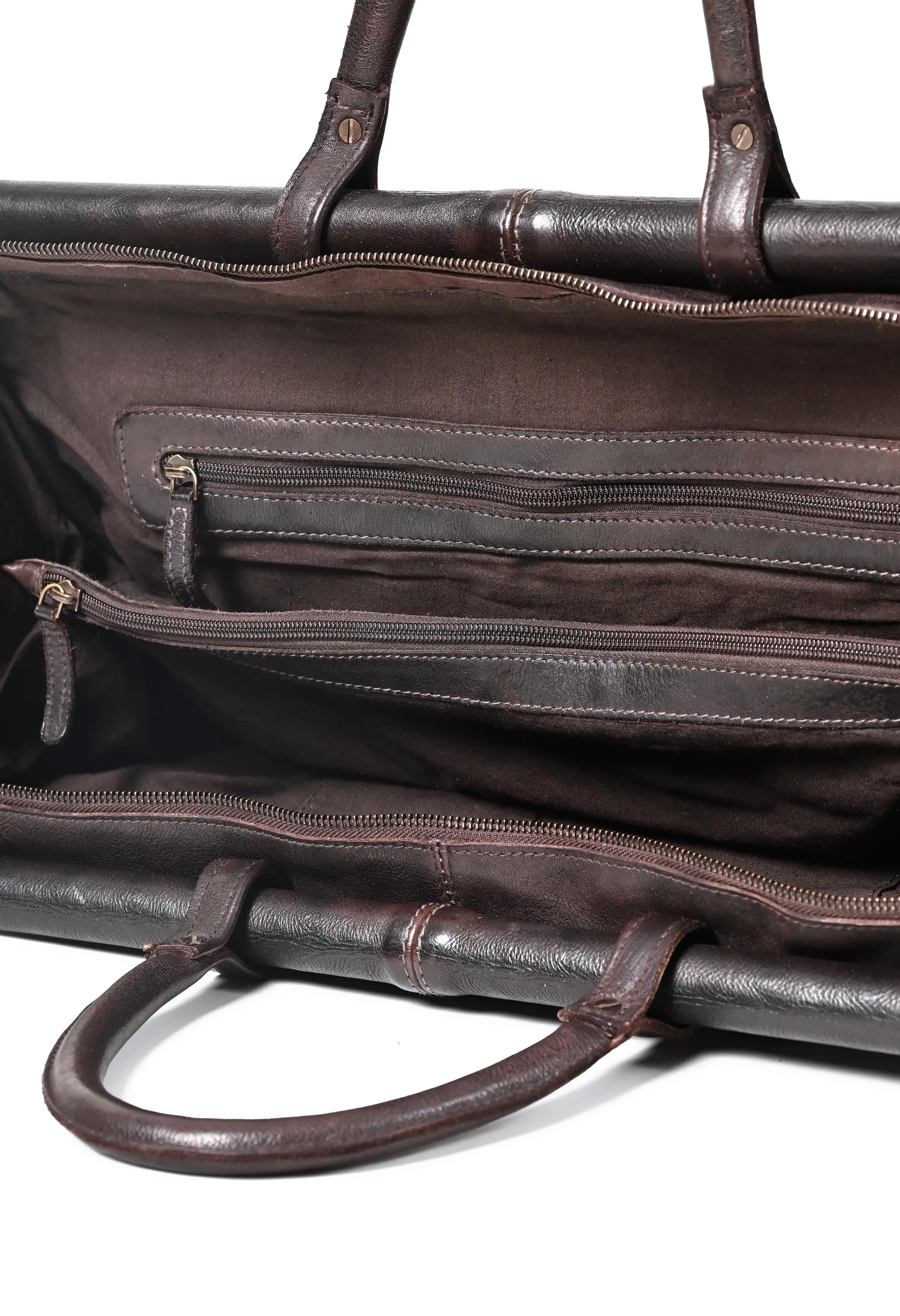 Drifter: Real Leather Brown Duffle Bag by Art N Vintage