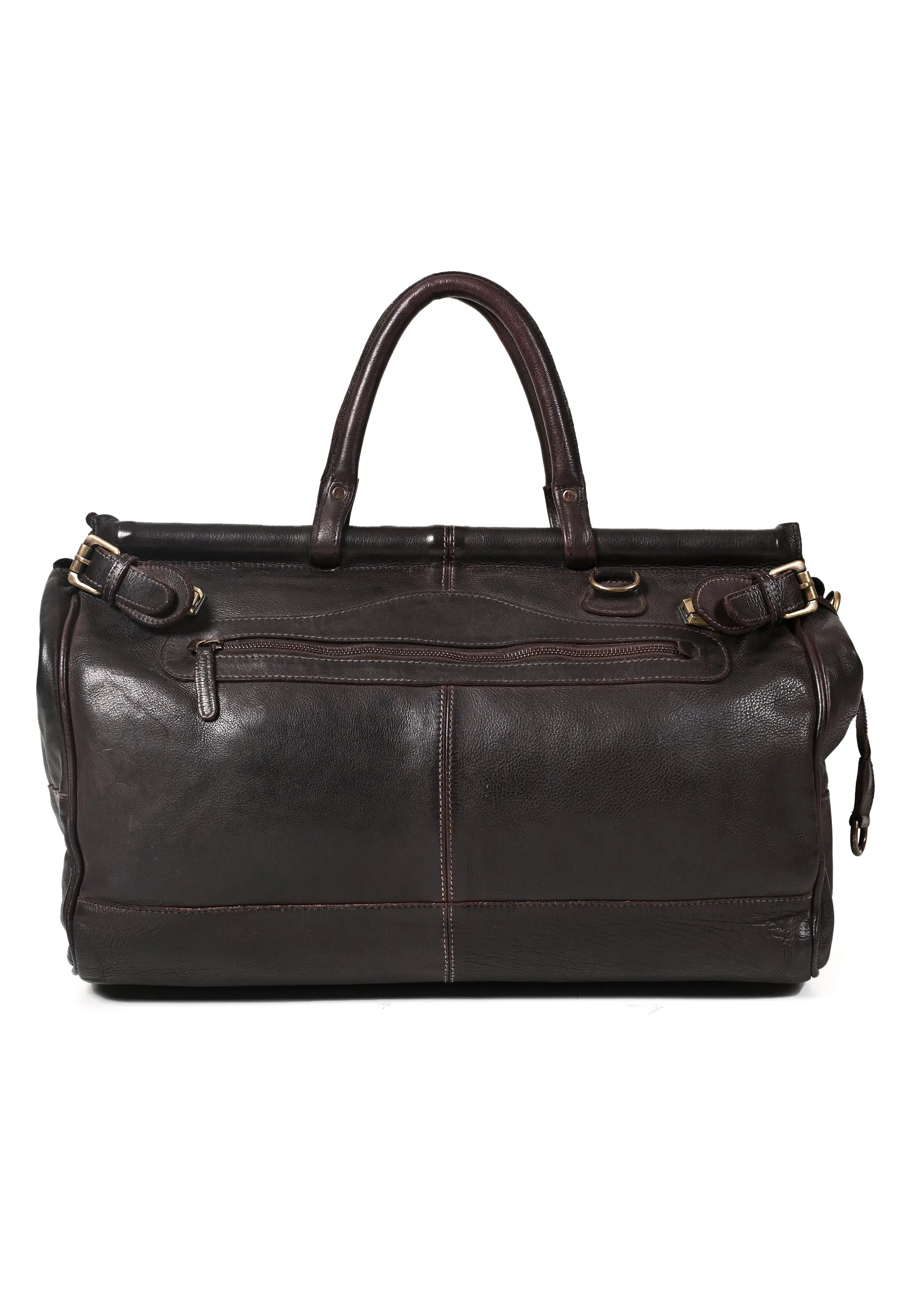 Drifter: Real Leather Brown Duffle Bag by Art N Vintage