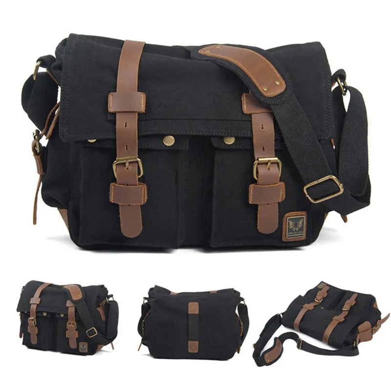 DSLR Camera Bag Canvas With Leather Messenger Bag Camera Shoulder Bag Satchel Bag MC2138