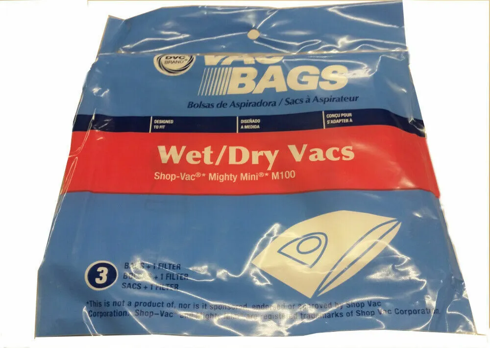 DVC Shop Vac Mighty Mini M100 Vacuum Cleaner Bags Made in USA [ 6 Bags ]