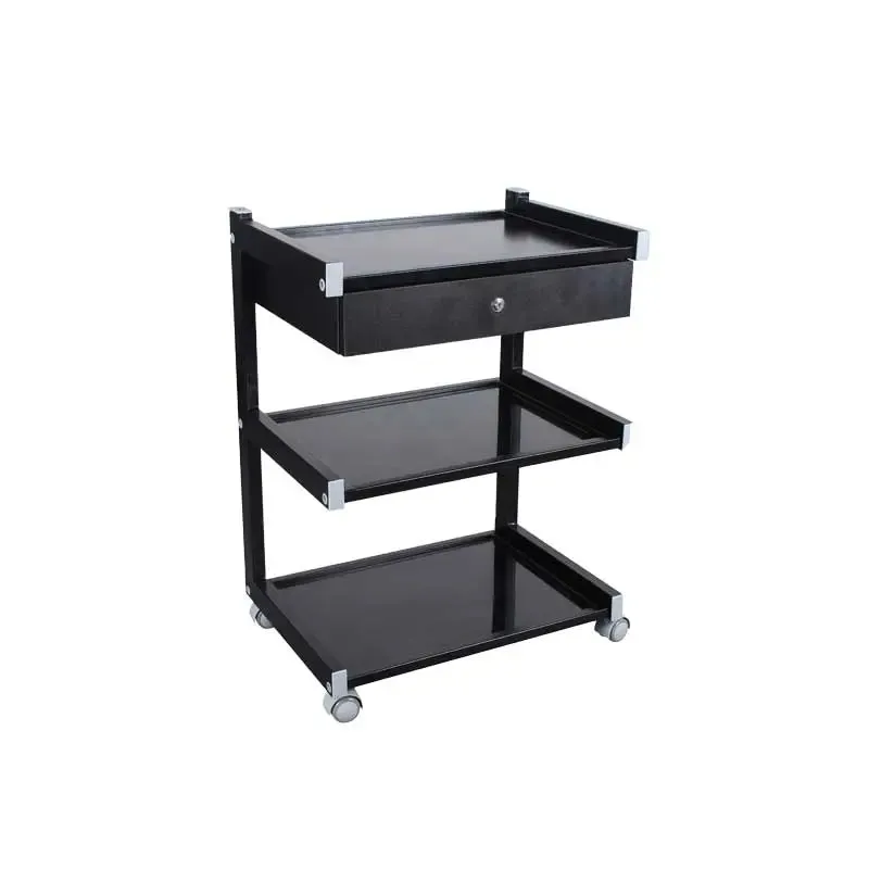 E rolling trolley cart with one drawer Black