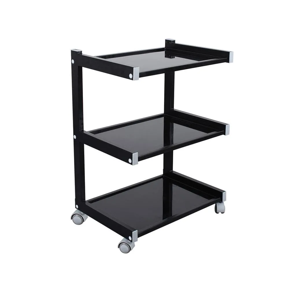 E rolling trolley cart with one drawer Black