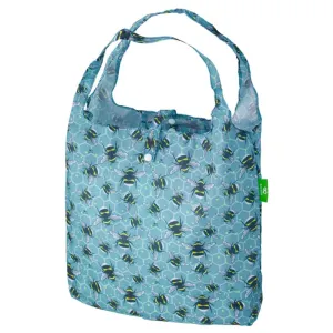 Eco Chic Lightweight Foldable Reusable Shopping Bag- Blue Bumble Bees
