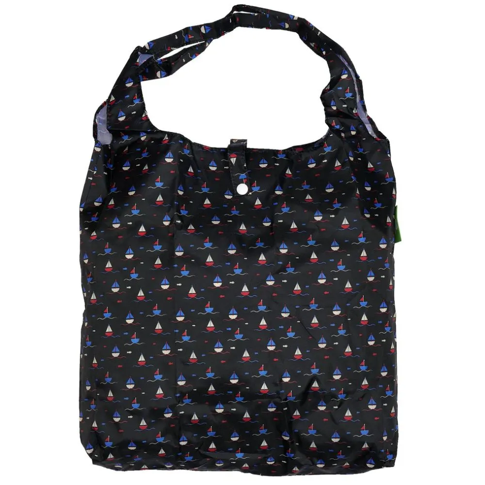 Eco Chic Lightweight Foldable Reusable Shopping Bag- Navy Yachts