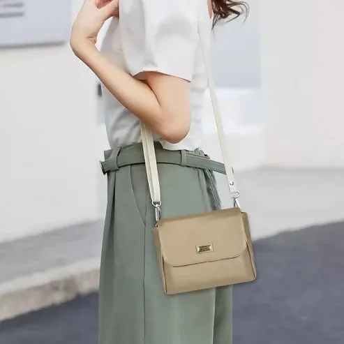 Elegant PU Leather Sling Bag – Classic & Versatile (Beige)