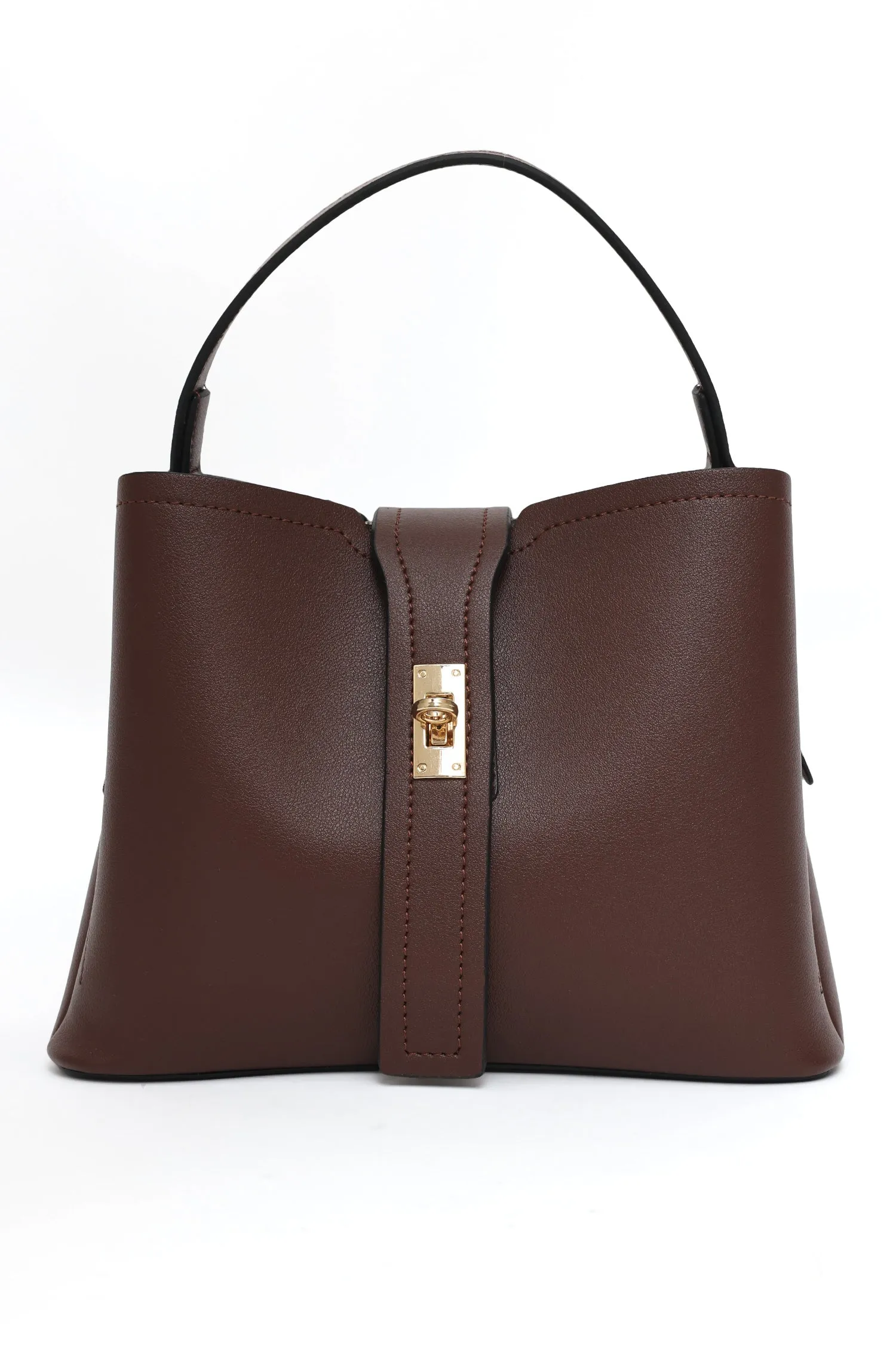 ELEGANZA GRACE AURORA LOCK HAND BAG-COFFEE
