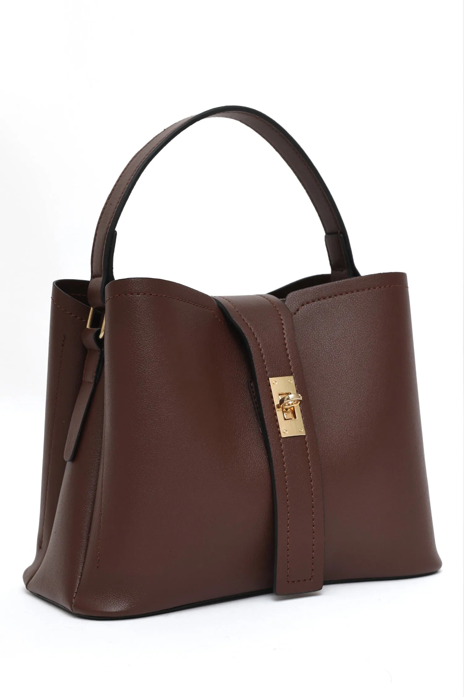 ELEGANZA GRACE AURORA LOCK HAND BAG-COFFEE