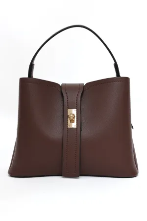 ELEGANZA GRACE AURORA LOCK HAND BAG-COFFEE
