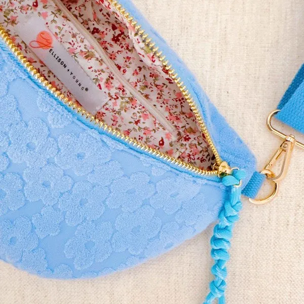 Embossed Daisy Sling Bag – Floral Crossbody with Adjustable Strap & Gold Hardware